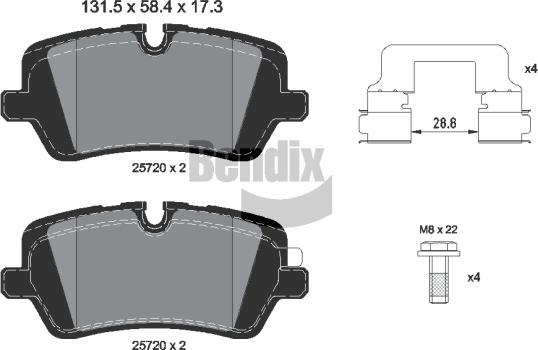 BENDIX Braking BPD1344 - Комплект спирачно феродо, дискови спирачки vvparts.bg