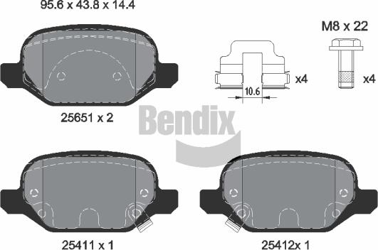 BENDIX Braking BPD1345 - Комплект спирачно феродо, дискови спирачки vvparts.bg