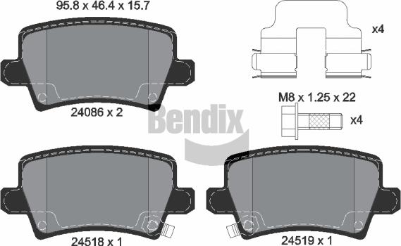 BENDIX Braking BPD1355 - Комплект спирачно феродо, дискови спирачки vvparts.bg