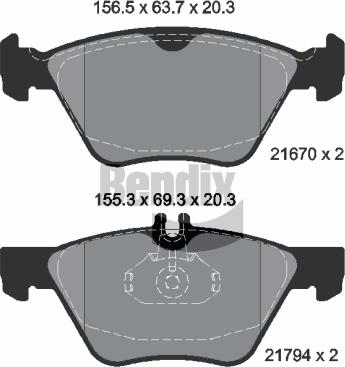 BENDIX Braking BPD1356 - Комплект спирачно феродо, дискови спирачки vvparts.bg