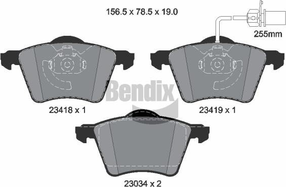 BENDIX Braking BPD1351 - Комплект спирачно феродо, дискови спирачки vvparts.bg