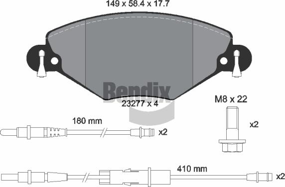 BENDIX Braking BPD1368 - Комплект спирачно феродо, дискови спирачки vvparts.bg