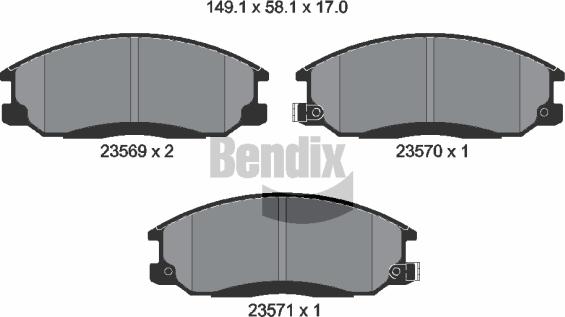 BENDIX Braking BPD1367 - Комплект спирачно феродо, дискови спирачки vvparts.bg