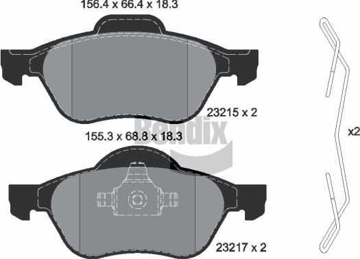 BENDIX Braking BPD1304 - Комплект спирачно феродо, дискови спирачки vvparts.bg