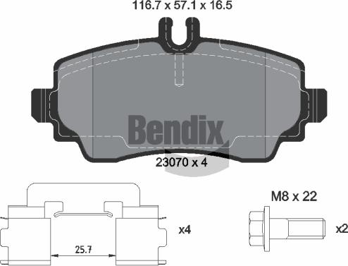 BENDIX Braking BPD1300 - Комплект спирачно феродо, дискови спирачки vvparts.bg