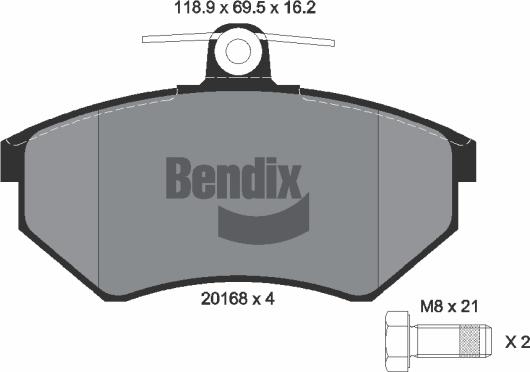 BENDIX Braking BPD1308 - Комплект спирачно феродо, дискови спирачки vvparts.bg