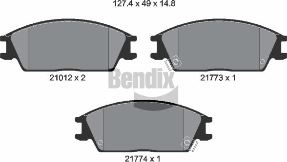 BENDIX Braking BPD1303 - Комплект спирачно феродо, дискови спирачки vvparts.bg