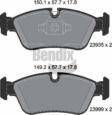 BENDIX Braking BPD1307 - Комплект спирачно феродо, дискови спирачки vvparts.bg