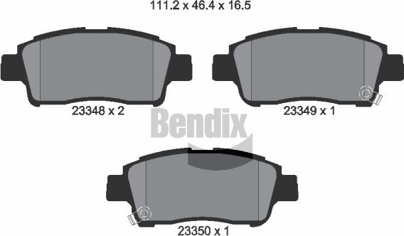 BENDIX Braking BPD1312 - Комплект спирачно феродо, дискови спирачки vvparts.bg