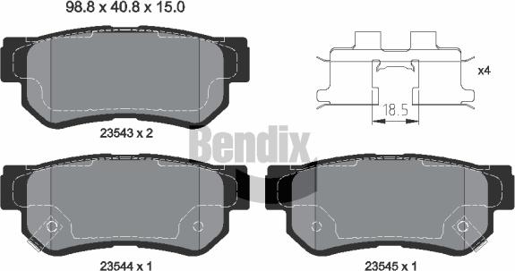 BENDIX Braking BPD1386 - Комплект спирачно феродо, дискови спирачки vvparts.bg