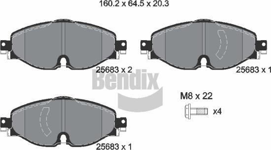 BENDIX Braking BPD1388 - Комплект спирачно феродо, дискови спирачки vvparts.bg