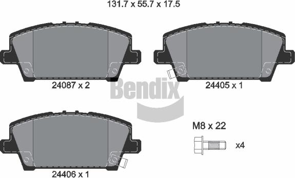 BENDIX Braking BPD1336 - Комплект спирачно феродо, дискови спирачки vvparts.bg