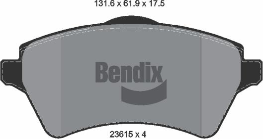 BENDIX Braking BPD1332 - Комплект спирачно феродо, дискови спирачки vvparts.bg