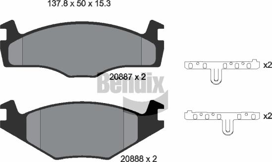 BENDIX Braking BPD1329 - Комплект спирачно феродо, дискови спирачки vvparts.bg