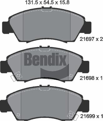 BENDIX Braking BPD1327 - Комплект спирачно феродо, дискови спирачки vvparts.bg