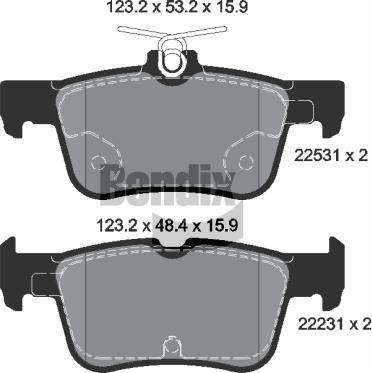 BENDIX Braking BPD1373 - Комплект спирачно феродо, дискови спирачки vvparts.bg