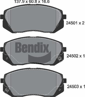 BENDIX Braking BPD1295 - Комплект спирачно феродо, дискови спирачки vvparts.bg