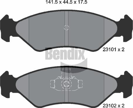 BENDIX Braking BPD1296 - Комплект спирачно феродо, дискови спирачки vvparts.bg