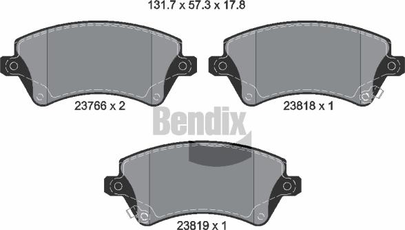 BENDIX Braking BPD1249 - Комплект спирачно феродо, дискови спирачки vvparts.bg