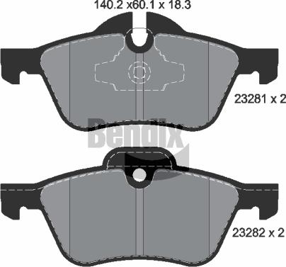 BENDIX Braking BPD1244 - Комплект спирачно феродо, дискови спирачки vvparts.bg