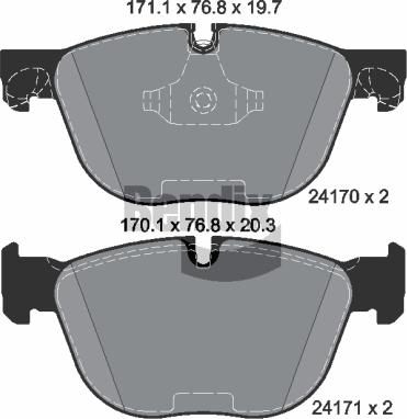 BENDIX Braking BPD1240 - Комплект спирачно феродо, дискови спирачки vvparts.bg