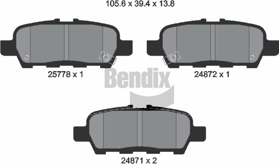 BENDIX Braking BPD1269 - Комплект спирачно феродо, дискови спирачки vvparts.bg