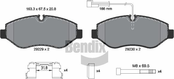 BENDIX Braking BPD1268 - Комплект спирачно феродо, дискови спирачки vvparts.bg