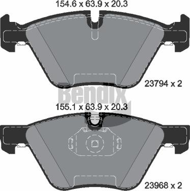 BENDIX Braking BPD1204 - Комплект спирачно феродо, дискови спирачки vvparts.bg