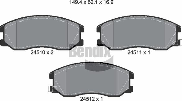 BENDIX Braking BPD1216 - Комплект спирачно феродо, дискови спирачки vvparts.bg