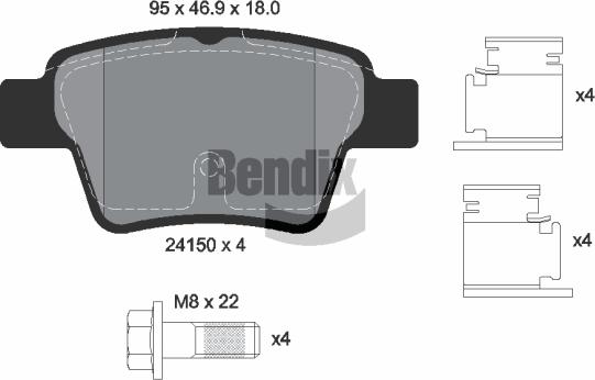 BENDIX Braking BPD1289 - Комплект спирачно феродо, дискови спирачки vvparts.bg