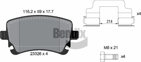 BENDIX Braking BPD1286 - Комплект спирачно феродо, дискови спирачки vvparts.bg