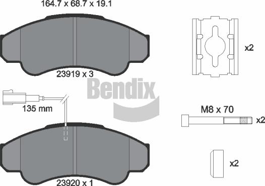 BENDIX Braking BPD1282 - Комплект спирачно феродо, дискови спирачки vvparts.bg