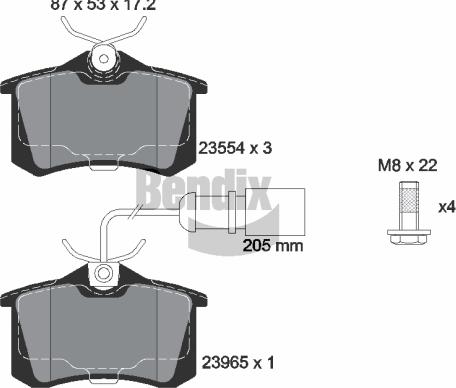 BENDIX Braking BPD1287 - Комплект спирачно феродо, дискови спирачки vvparts.bg