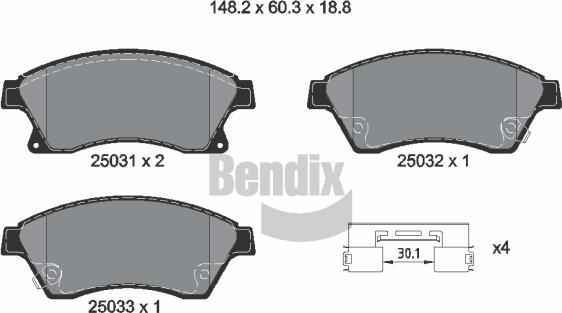 BENDIX Braking BPD1239 - Комплект спирачно феродо, дискови спирачки vvparts.bg