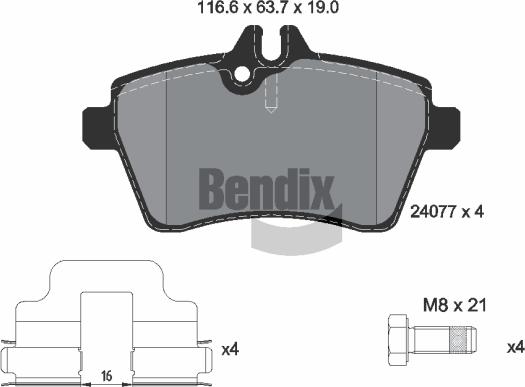 BENDIX Braking BPD1230 - Комплект спирачно феродо, дискови спирачки vvparts.bg