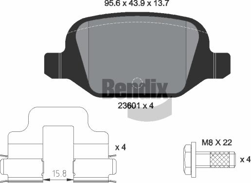 BENDIX Braking BPD1226 - Комплект спирачно феродо, дискови спирачки vvparts.bg