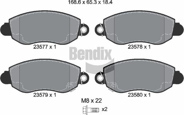 BENDIX Braking BPD1227 - Комплект спирачно феродо, дискови спирачки vvparts.bg