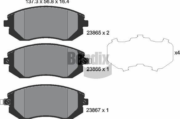 BENDIX Braking BPD1278 - Комплект спирачно феродо, дискови спирачки vvparts.bg