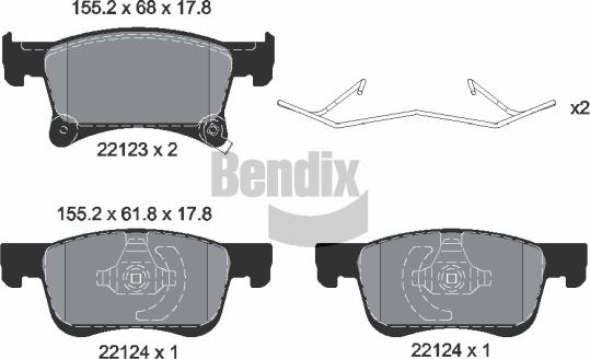 BENDIX Braking BPD1277 - Комплект спирачно феродо, дискови спирачки vvparts.bg