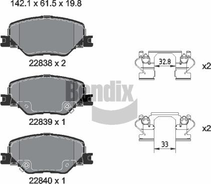 BENDIX Braking BPD2446 - Комплект спирачно феродо, дискови спирачки vvparts.bg