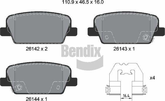 BENDIX Braking BPD2441 - Комплект спирачно феродо, дискови спирачки vvparts.bg