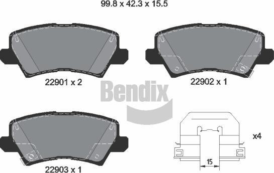 BENDIX Braking BPD2448 - Комплект спирачно феродо, дискови спирачки vvparts.bg