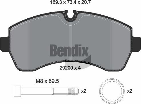 BENDIX Braking BPD2411 - Комплект спирачно феродо, дискови спирачки vvparts.bg