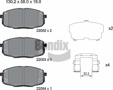 BENDIX Braking BPD2437 - Комплект спирачно феродо, дискови спирачки vvparts.bg