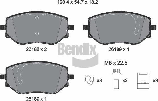 BENDIX Braking BPD2420 - Комплект спирачно феродо, дискови спирачки vvparts.bg