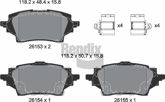 BENDIX Braking BPD2473 - Комплект спирачно феродо, дискови спирачки vvparts.bg