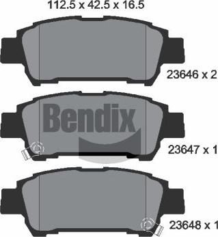 BENDIX Braking BPD2022 - Комплект спирачно феродо, дискови спирачки vvparts.bg