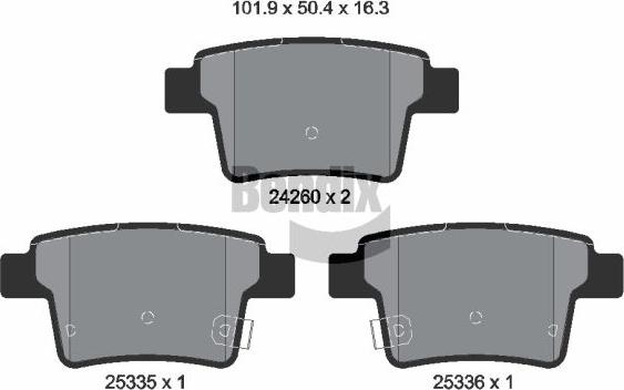 BENDIX Braking BPD2116 - Комплект спирачно феродо, дискови спирачки vvparts.bg