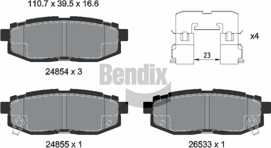 BENDIX Braking BPD2201 - Комплект спирачно феродо, дискови спирачки vvparts.bg