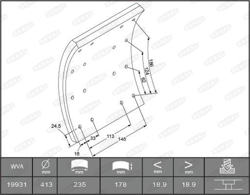 Beral 1993119000016374 - Комплект феродо за накладки, барабанни спирачки vvparts.bg